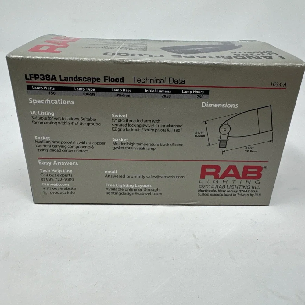 RAB LFP38A 150-Watt Max Par38 Landscape Flood‎ Light Fixture 120-Volt Bronze